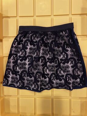 Phillip Kim Kid Black Lace Skirt Over Beige Silk Size 5